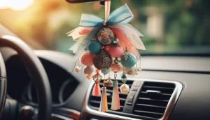 Enfeite Aromático Feminino DIY para Carro com Pingentes e Fitas